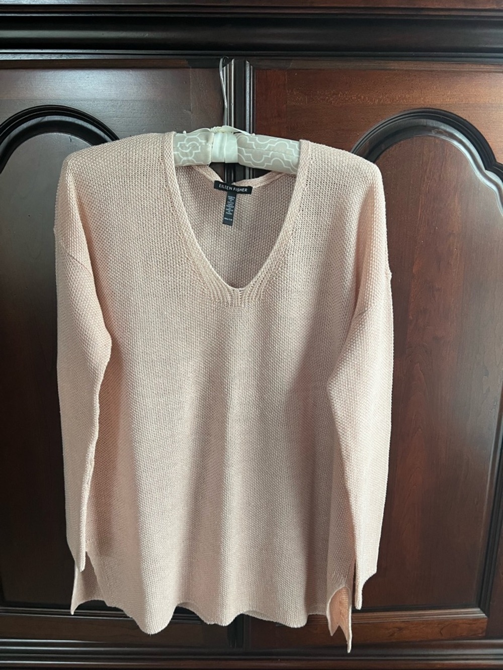 Eileen Fisher Lightweight Blush V-Neck Sweater